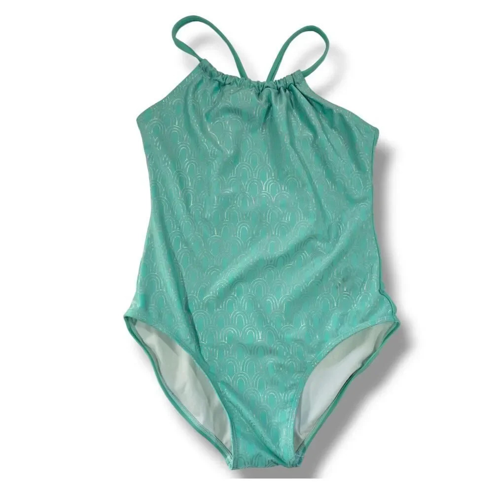 Roatan Girls Blue Mermaid Print One-Piece Swimsuit – XL